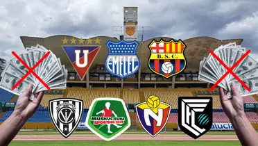 Equipos de la Liga Pro en el Estadio Olímpico Atahualpa (Foto tomada de: Primicias/Wikipdia/Metro)