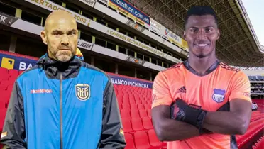 Félix Sánchez y Pedro Ortiz en el Estadio Rodrigo Paz (Foto tomada de: Liga de Quito/Emelec/La Tri)
