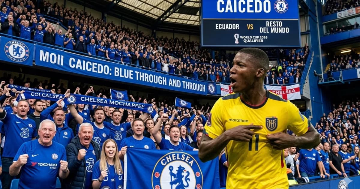 Moisés Caicedo y la hinchada del Chelsea