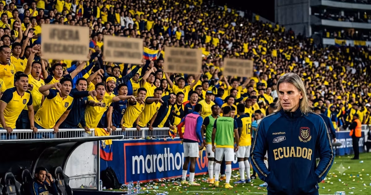 Beccacece y la hinchada ecuatoriana