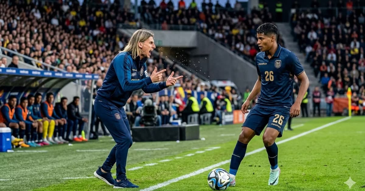 Beccacece y Jeremy Arévalo en un partido de Ecuador