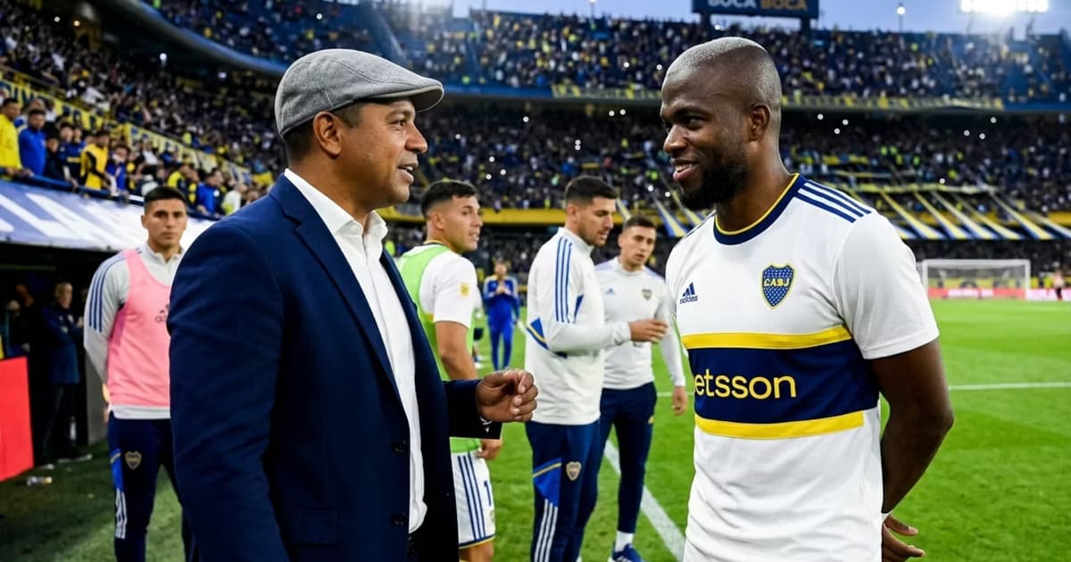 Franklin Salas y Enner Valencia con la camiseta de Boca Juniors