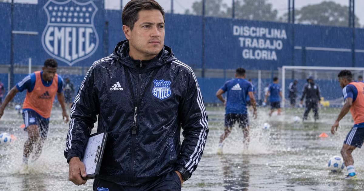 Ezequiel Medrán en el entrenamiento de Emelec