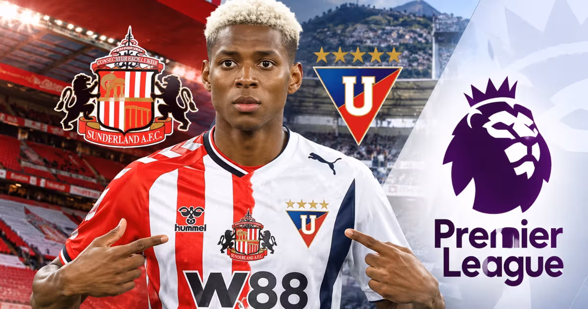 Nilson Angulo con la camiseta del Sunderland y Liga de Quito