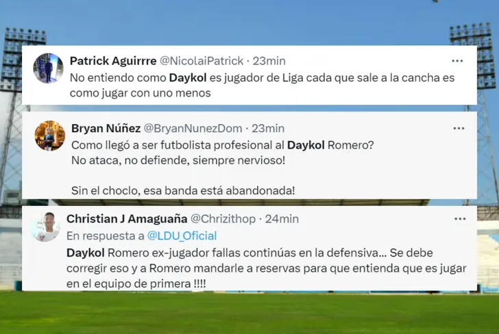 Comentarios de los hinchas contra Daykol Romero