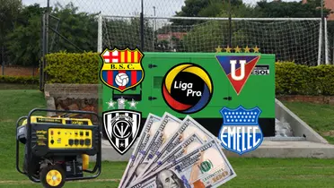 Generador de energía, escudos de Barcelona SC, Liga de Quito, Emelec, IDV. Foto tomada de: Inmesol/Pintulac/Pes Logos