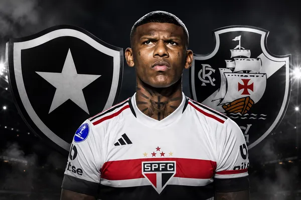 Robert Arboleda con la camiseta de Sao Paulo y los escudos de Vasco da Gama y Botafogo