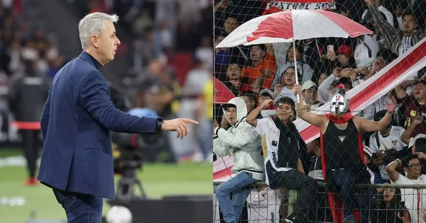 Tiago Nunes e hinchas de Liga de Quito