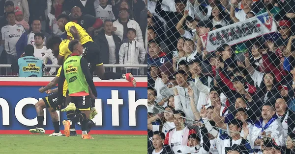 Hinchas de Liga de Quito y jugadores de Barcelona SC