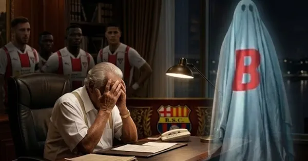 Rodrigo Paz lamentándose porque LDU descendió a la Serie B