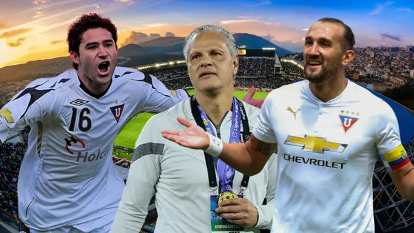 Claudio Bieler, Esteban Paz y Hernán Barcos (Foto tomada de: Liga de Quito/API)