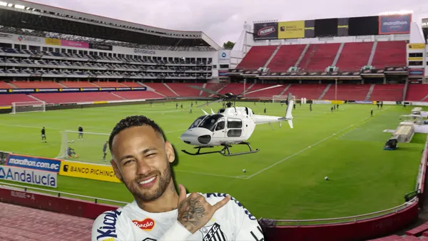 Cuando LDU entrenó en el Rodrigo Paz Delgado, un jugador sorprendió al llegar en un helicóptero