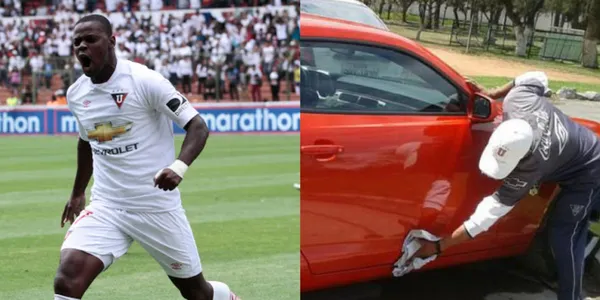 En su último gran equipo el delantero tenía un lujoso auto para llegar a entrenar en Pomasqui