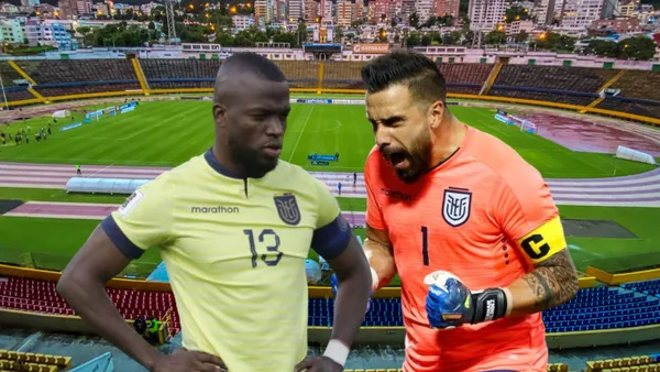 Enner Valencia serio, Hernán Galíndez gritando. Foto tomada de: La Tri/API