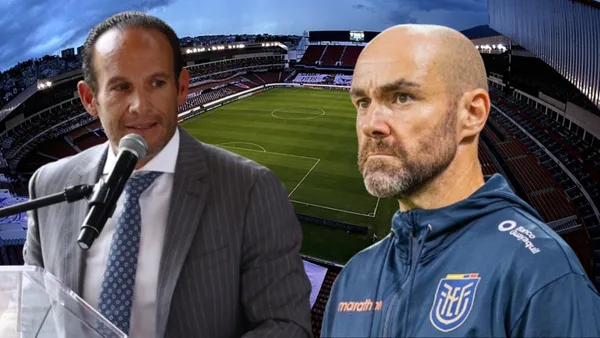 Francisco Egas y Félix Sánchez en el Estadio Rodrigo Paz Delgado (Foto tomada de: Wikipedia/La Tri/API)