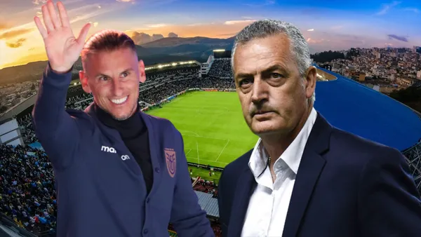 Gustavo Alfaro y Sebastián Beccacece (Foto tomada de: Liga de Quito/API/El Canal del Fútbol)