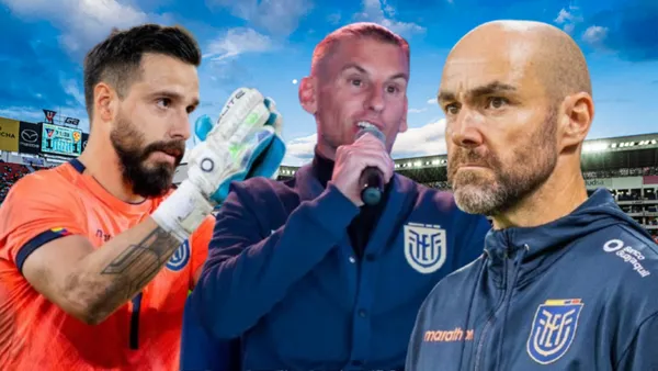 Hernán Galíndez, Félix Sánchez y Sebastián Beccacece (Foto tomada de: Liga de Quito/La Tri/API)