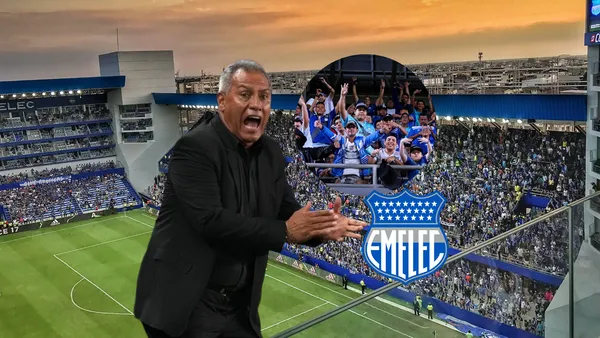 Hernán Torres entrenador de Emelec dando indicaciones en el estadio Capwell