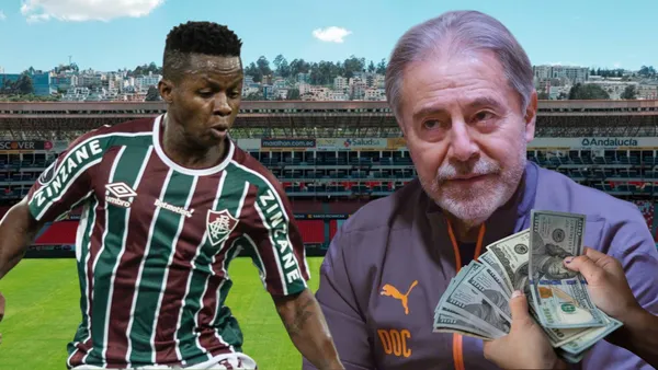 Juan Cazares e Isaac Álvarez (Foto tomada de: Liga de Quito/Transfermarkt/El Universo)