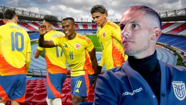 Jugadores de Colombia y Sebastián Beccacece (Foto tomada de: Colombia/API)