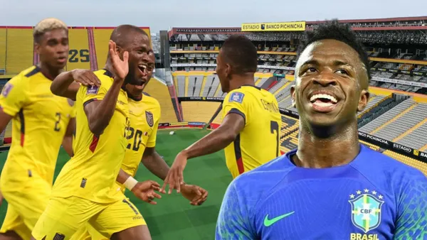 Jugadores de La Tri y Vinícius Júnior (Foto tomada de: Barcelona SC/La Tri/Anadolu)