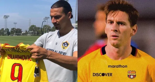 Lionel Messi recibió la camiseta de Barcelona SC por parte de Alfaro Moreno y mira lo que hizo