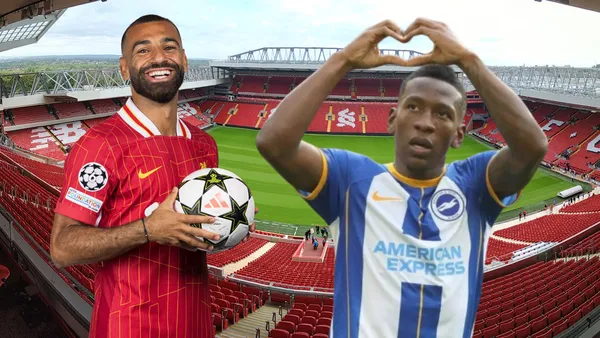 Mohamed Salah y Pervis Estupiñán (Foto tomada de: Wikipedia/Brighton/UEFA)