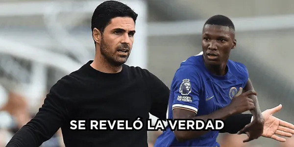 Moisés Caicedo se dio un abrazo con Mikel Arteta