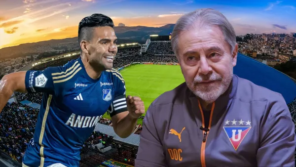 Radamel Falcao e Isaac Álvarez (Foto tomada de: Liga de Quito/Transfermarkt)