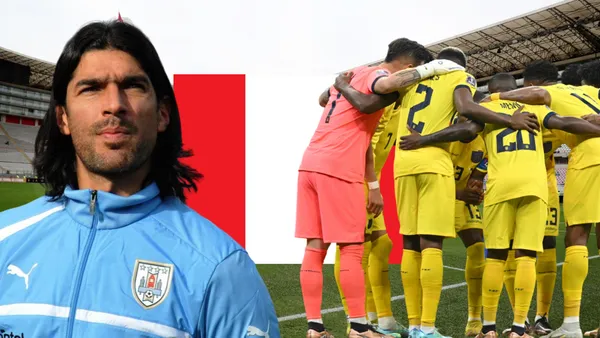 Sebastián Abreu y jugadores de La Tri (Foto tomada de: Infobae/Selección Uruguay/La Tri/Wikipedia)