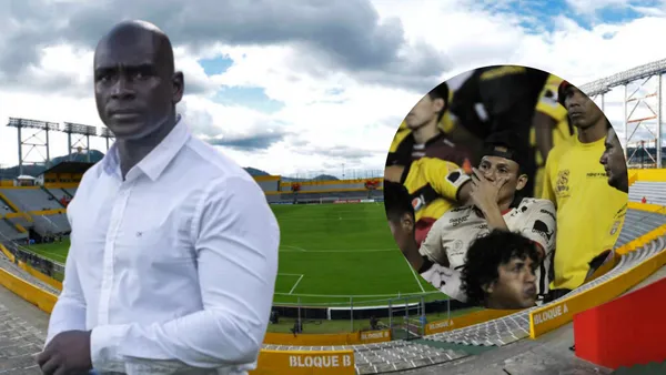 Segundo Alejandro Castillo e hinchas de Barcelona SC (Foto tomada de: Aucas/API/Barcelona SC)