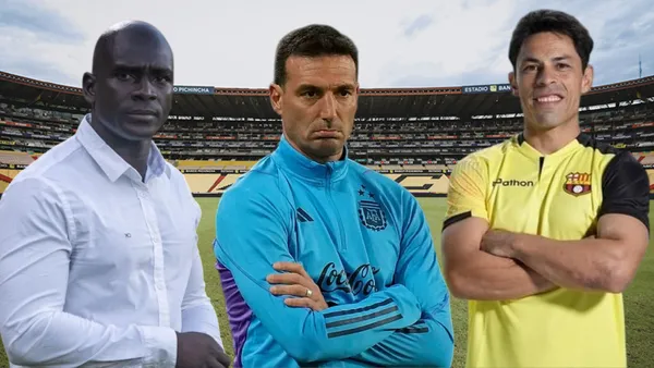 Segundo Alejandro Castillo, Lionel Scaloni y Matías Oyola (Foto tomada de: Municipio de Guayaquil/Matías Oyola/API/CRE)