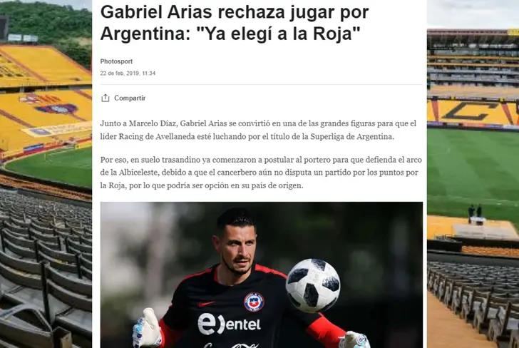 Entrevista donde Gabriel Arias rechaza a Argentina por Chile