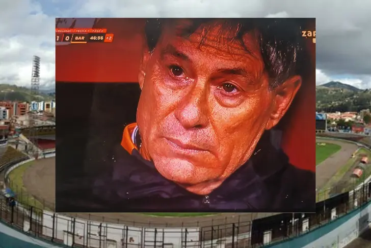 Cara de Ariel Holan por el partido de Barcelona SC (Foto tomada de Zapping)