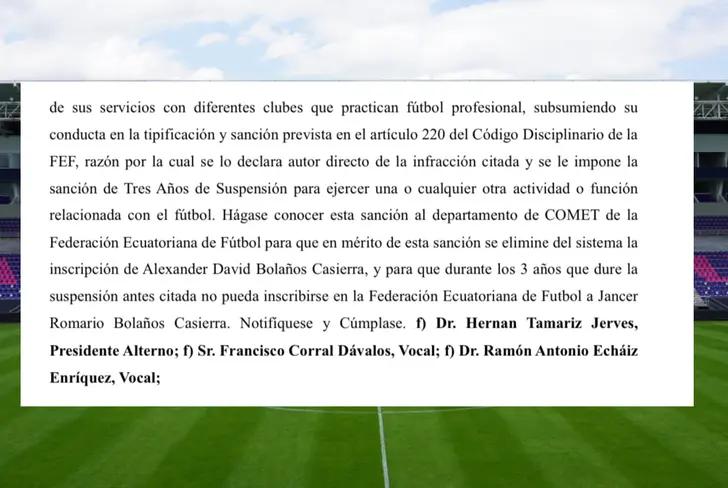 Resolución FEF caso Alex Bolaños