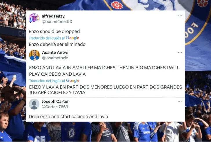 Comentarios de los hinchas del Chelsea sobre Moisés Caicedo y Enzo Fernández (Foto tomada de: X)