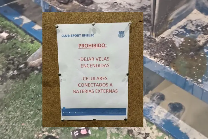 Mensaje camerino Emelec para Técnico Universitario (Foto tomada de: X)