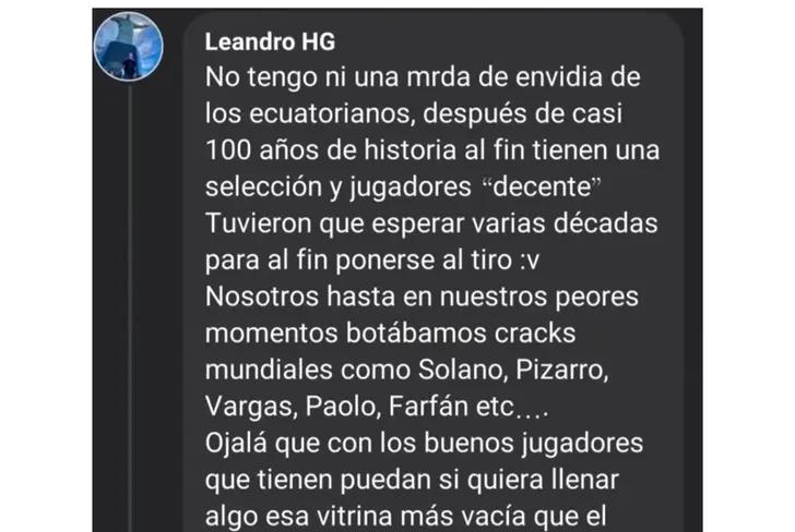 Comentarios de hinchas peruanos sobre Willian Pacho - Tomado de: Cruda Fútbol