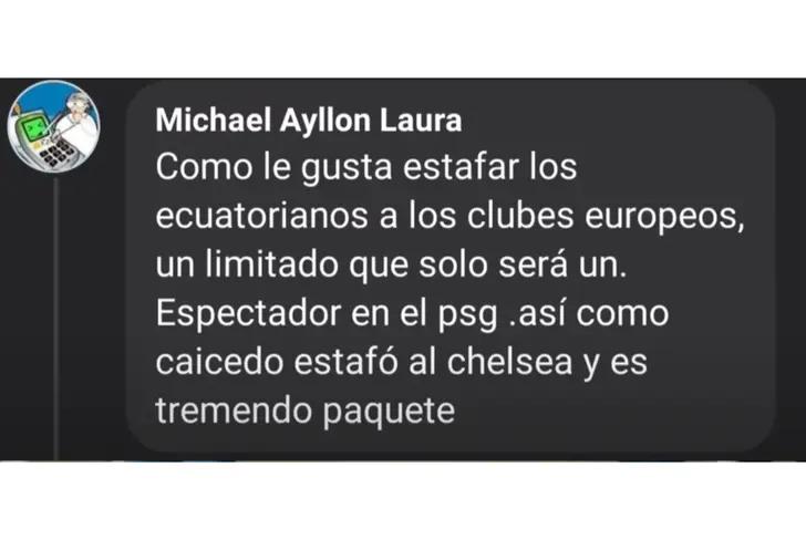 Comentarios de hinchas peruanos sobre Willian Pacho - Tomado de: Cruda Fútbol