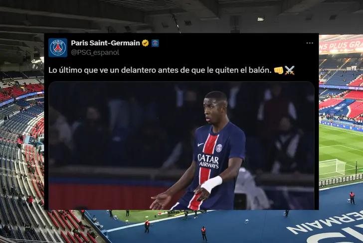 Mensaje del PSG para Willian Pacho (Foto tomada de: X)