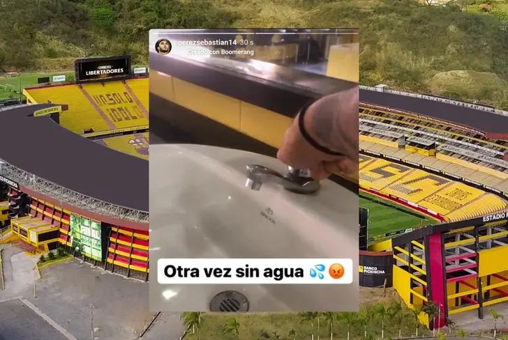 Queja de Sebastián Pérez por la falta de agua en el Estadio Monumental (Foto tomada de: Sebastián Pérez)