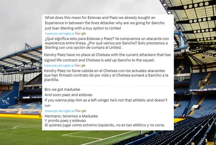 Comentarios de los hinchas del Chelsea sobre la posible llagada de Jadon Sancho (Foto tomada de: X)