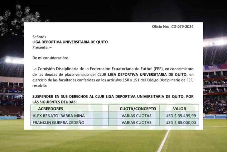 Jugadores a los que le debe Liga de Quito (Foto tomada de: X)