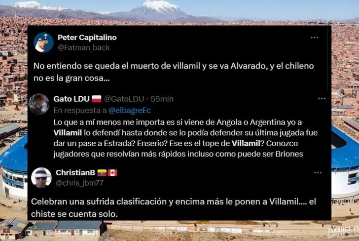 Comentarios de los hinchas de Liga de Quito contra Gabriel Villamil