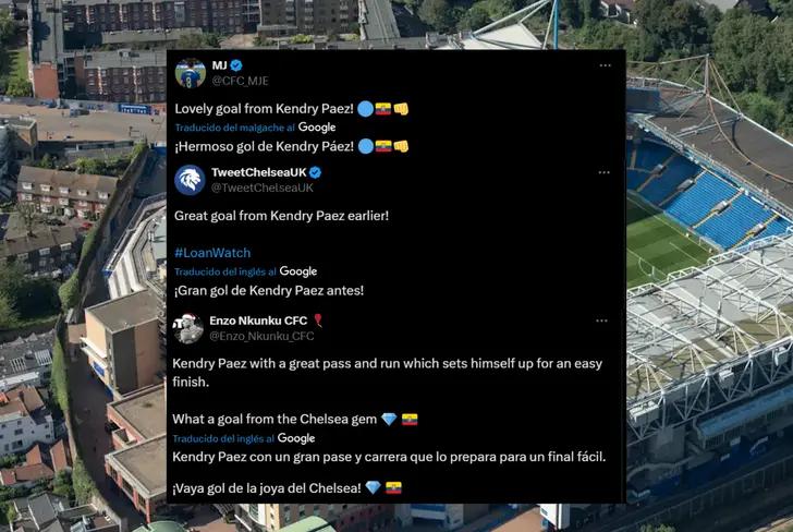 Comentarios de los hinchas del Chelsea sobre el gol de Kendry Páez (Foto tomada de: X)