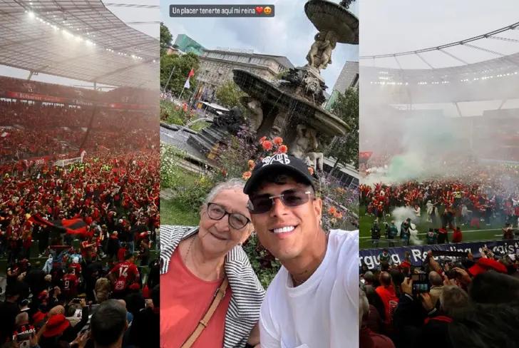 Foto de Piero Hincapié con su abuela en Alemania