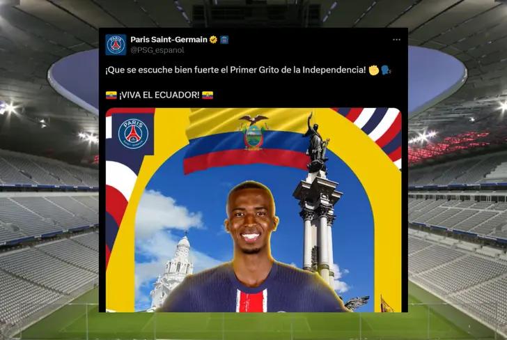 Mensaje para Ecuador del PSG (Foto tomada de: X)