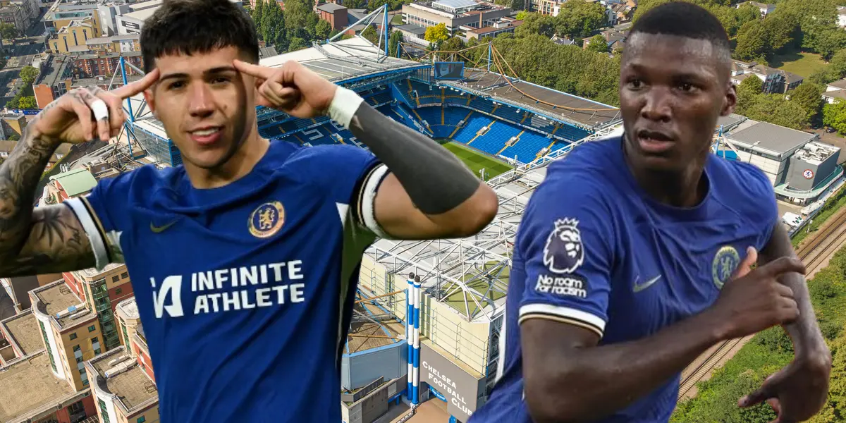 Enzo Fernández y Moisés Caicedo en Stamford Bridge (Foto tomada de: Wikipedia/Chelsea)