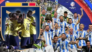Festejo de Ecuador y de fondo Argentina levantando la Copa América (Fuente: El País Uruguay / EXTRA)