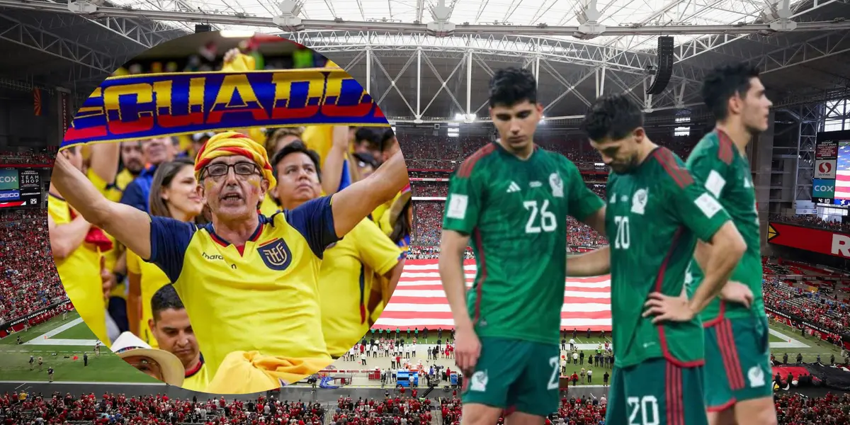 Hinchas Ecuatorianos y Selección Mexicana (Foto tomada de: Arizona/TV Azteca/Ecuavisa)